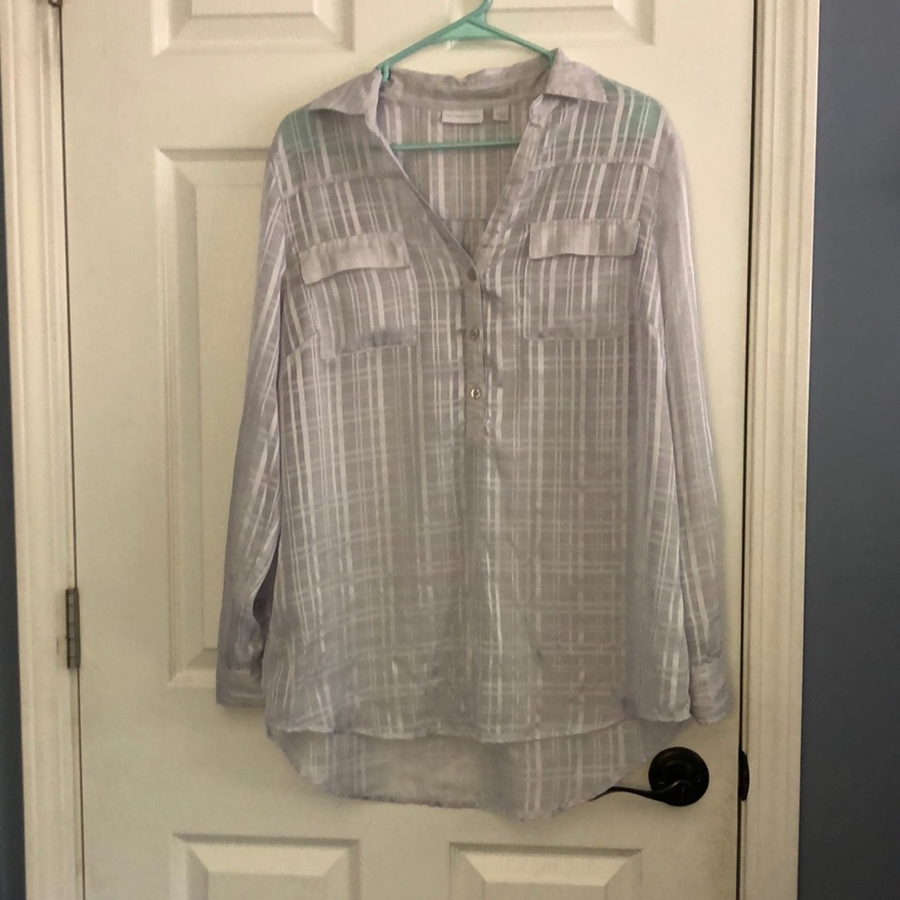Sheer long sleeve collar shirt